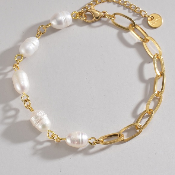 Half Pearl Stainless Bracelet - Picture 2 of 4